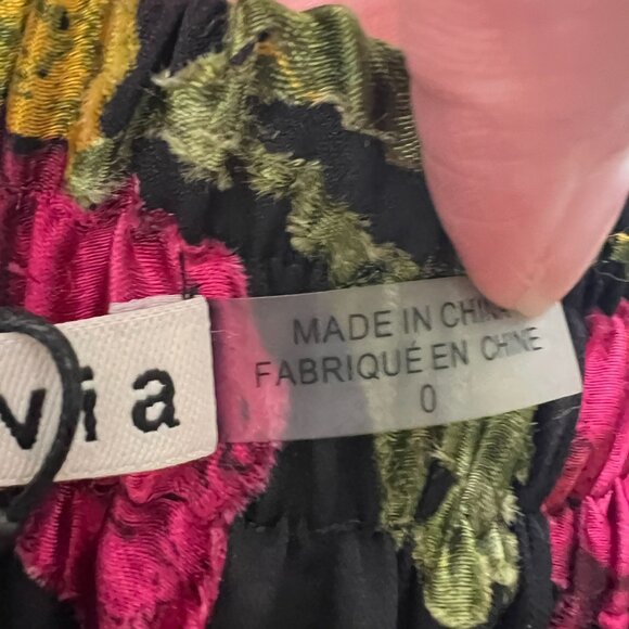 NWT Alice + Olivia Elza Godet Silk Maxi Skirt Black Pink California Poppy 0 - Picture 15 of 16